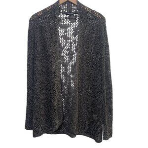 Eileen Fisher Metallic Open-Knit Cardigan – Size Small